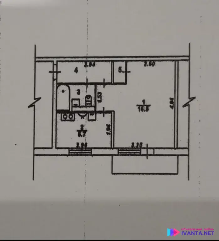 Квартира, 1 комната, 30 м²