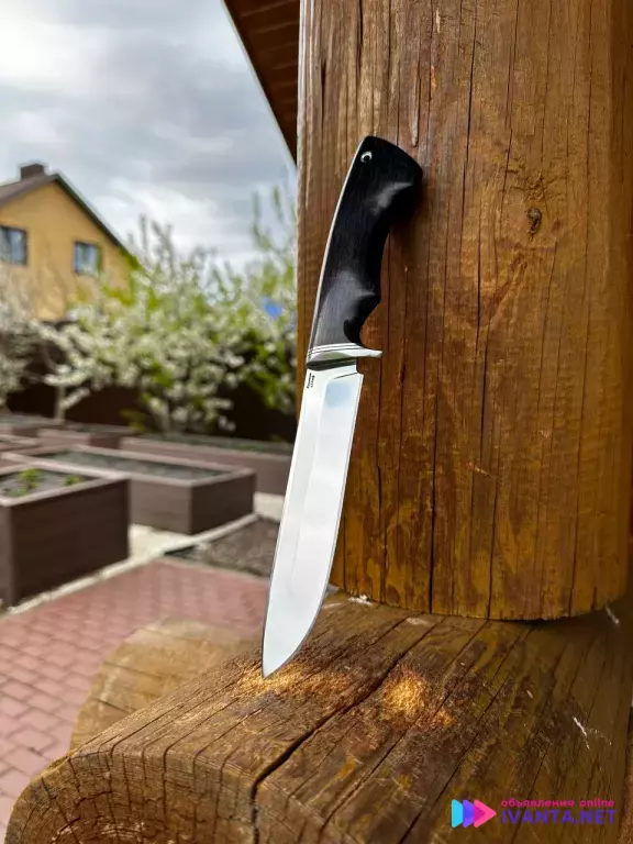 Охотничий нож из кованой стали Х12мф с твердостью клинка 64 HRC