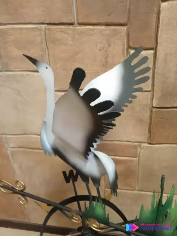 Флюгер "АИСТ СЧАСТЬЯ" металлический с коваными элементами (ПОД ЗАКАЗ)