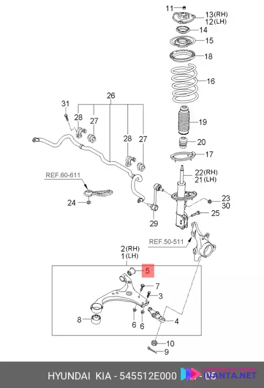 Сайлентблок рычага Hyundai Elantra 06-/KIA CEED 06- пер. под. цена за 2