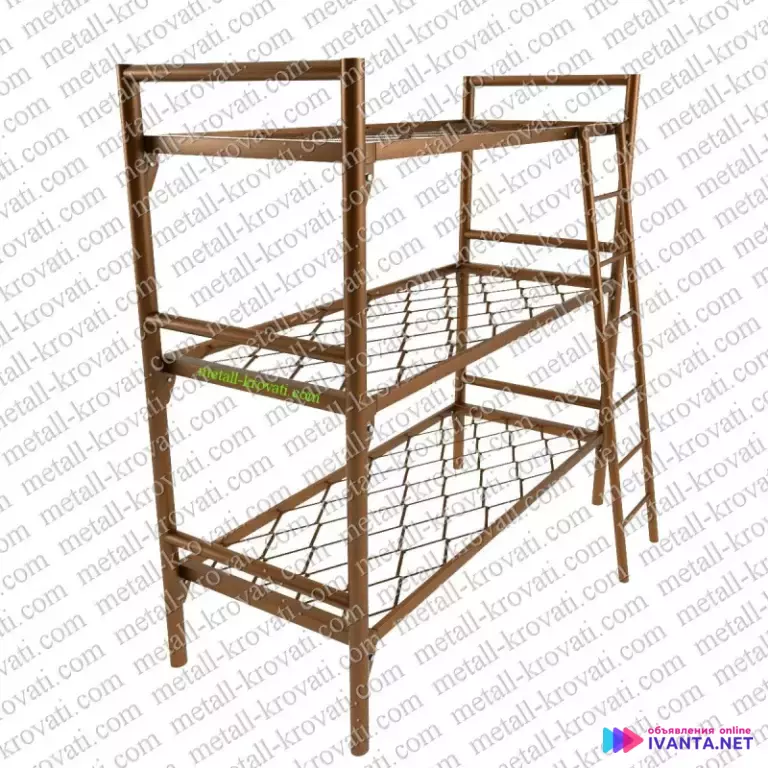 С лестницами трехъярусные кровати металлические, опт