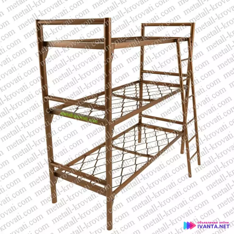 С лестницами трехъярусные кровати металлические, опт