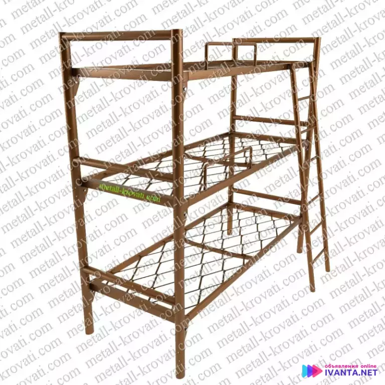 С лестницами трехъярусные кровати металлические, опт