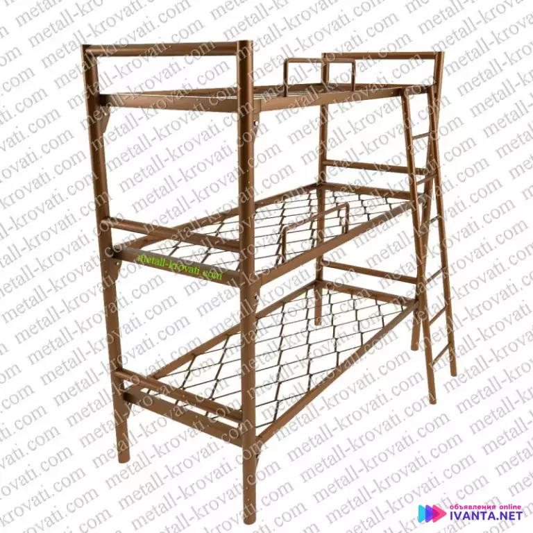 С лестницами трехъярусные кровати металлические, опт