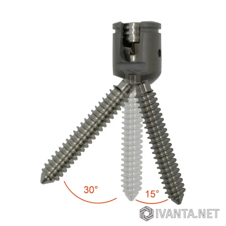 Полиаксиальный педикулярный винт с увеличенным углом