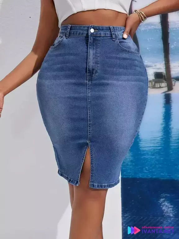 Элегантная джинсовая юбка-карандаш!